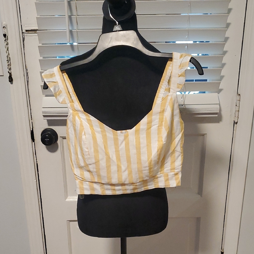 Blashe Yellow Striped Women's Crop Tank Top